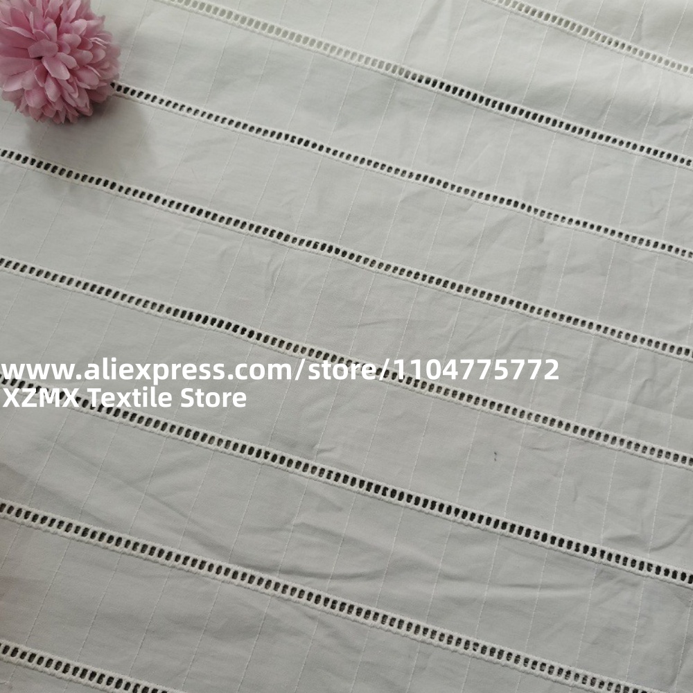 Sewing Eyelet Fabric - Stripe Hollow Eyelet Cotton Embroidery Fabric