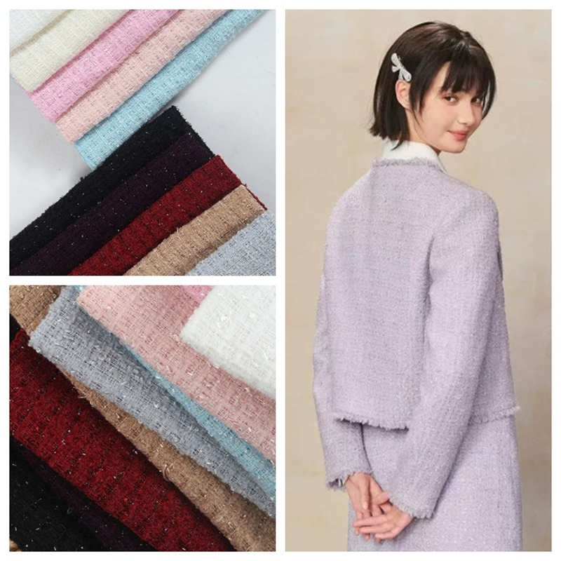Sewing Tweed - Plain Chenille Woven Tweed Fabric By