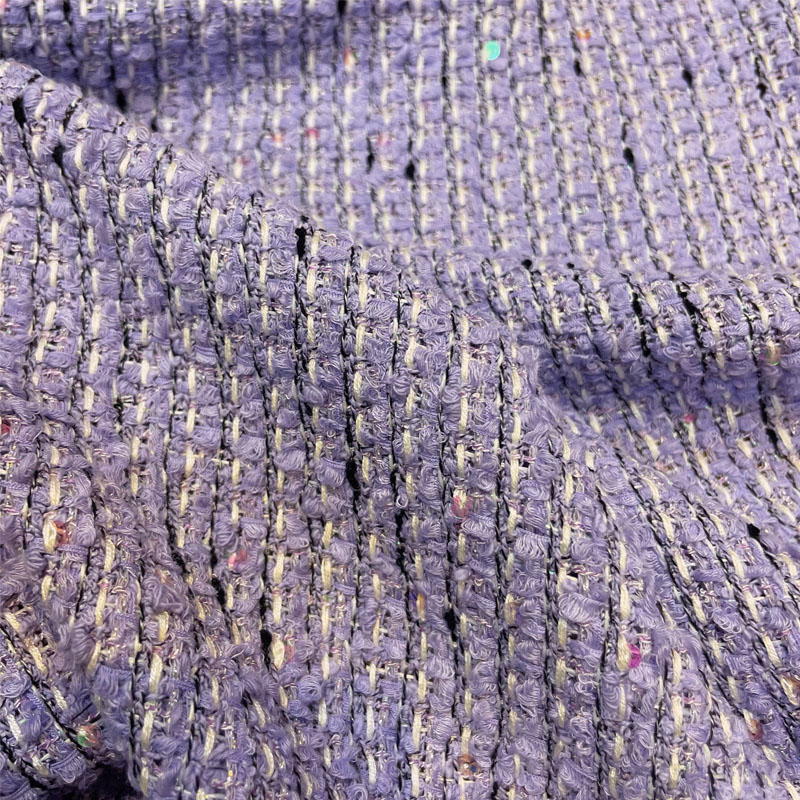 Purple Color and Sequin Yarn-D - đánh giá và giá Sewing Tweed Fabric
