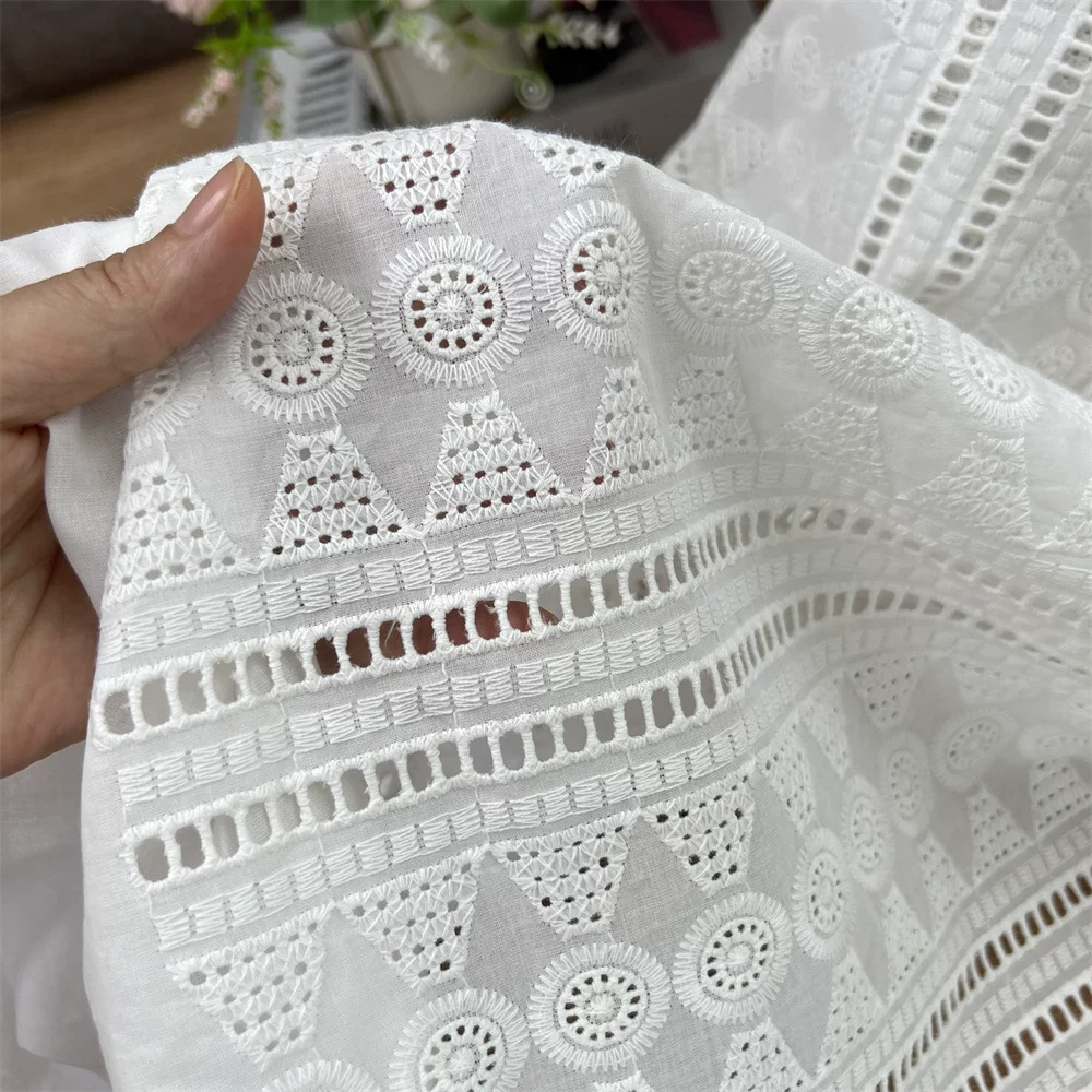 White Cotton Eyelet Embroidery - đánh giá và giá Sewing Eyelet Fabric