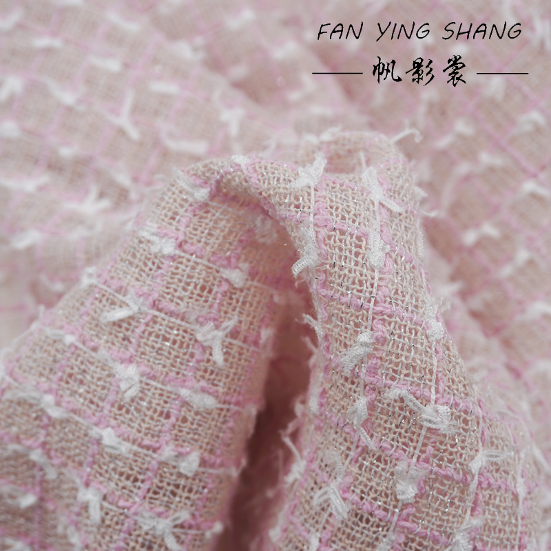 Pink White Plaid Bow Tweed Fab - đánh giá và giá Sewing Tweed